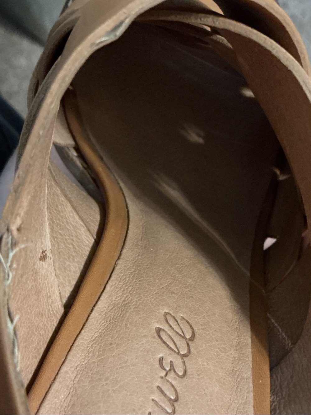 🌺Madewell Cindy Tan Leather Crisscross Stacked Heel Sandals - Picture 9 of 9